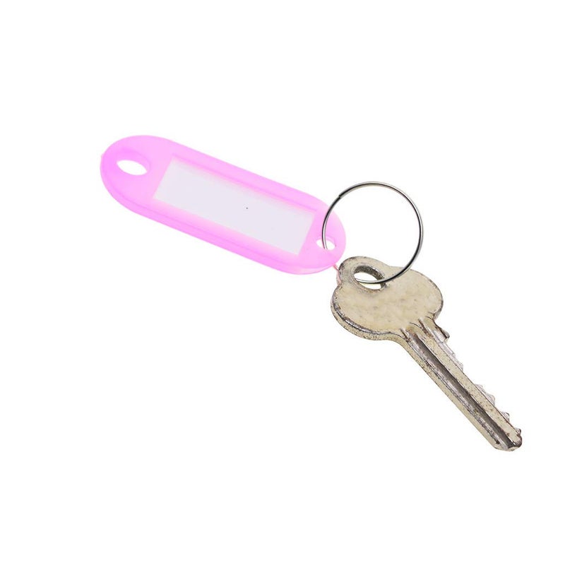 FRECI 50pcs Key Tag with Labels Plastic Key Tags Key Labels Tags with Key Rings as Key Fobs Luggage Pet Name Memory Stick Tags - Pink - Image 3
